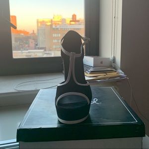 Black and White Wedge Peep Toe